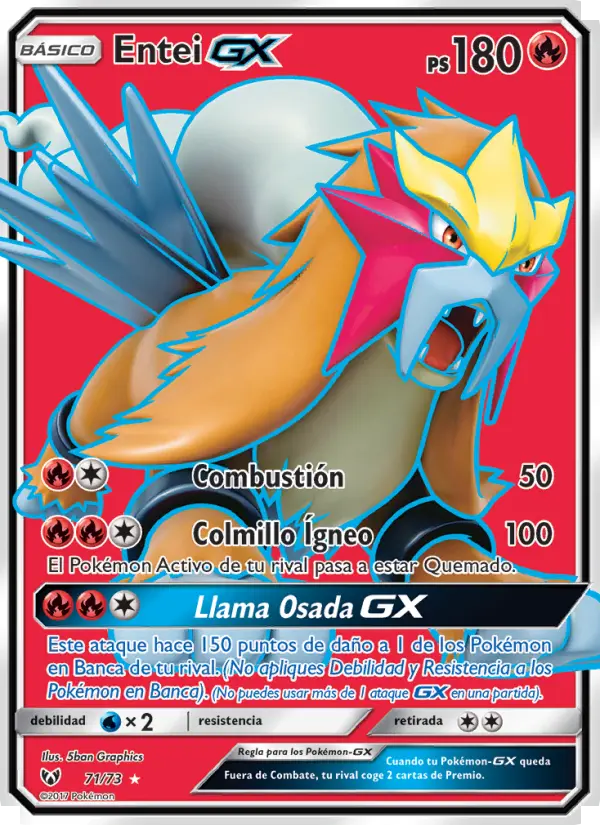 Entei GX Ultra Rare Pokemon card #71 from Shining Legends