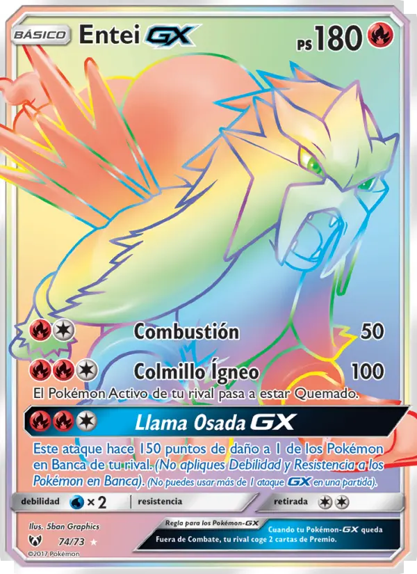 Entei GX Secret Rare Pokemon card #74 from Shining Legends