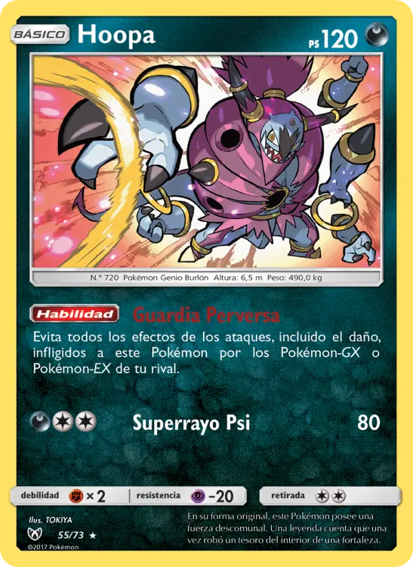 Hoopa Rare Pokemon card #55 from Shining Legends