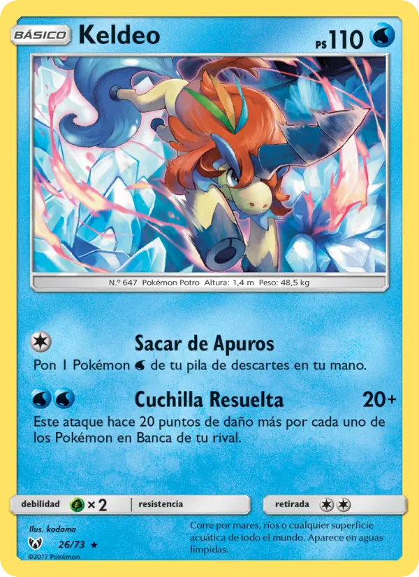 Keldeo Rare Pokemon card #26 from Shining Legends