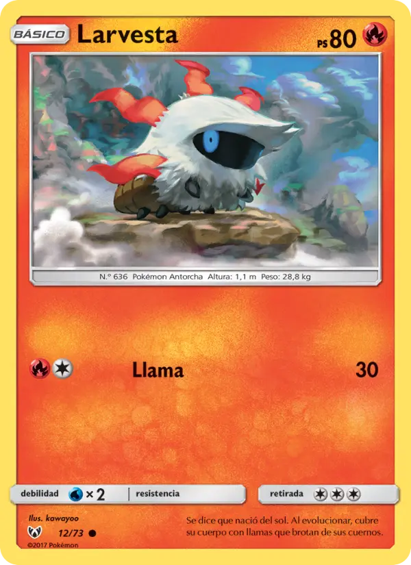 Larvesta Common Pokemon card #12 from Shining Legends