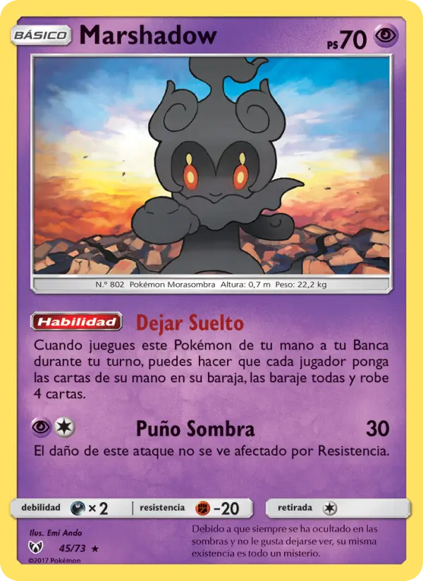 Marshadow Rare Pokemon card #45 from Shining Legends