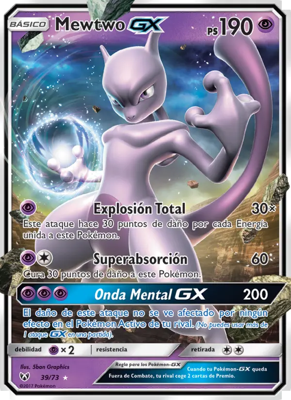 Mewtwo GX Ultra Rare Pokemon card #39 from Shining Legends