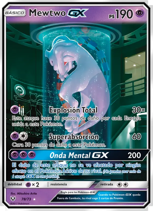 Mewtwo GX Secret Rare Pokemon card #78 from Shining Legends