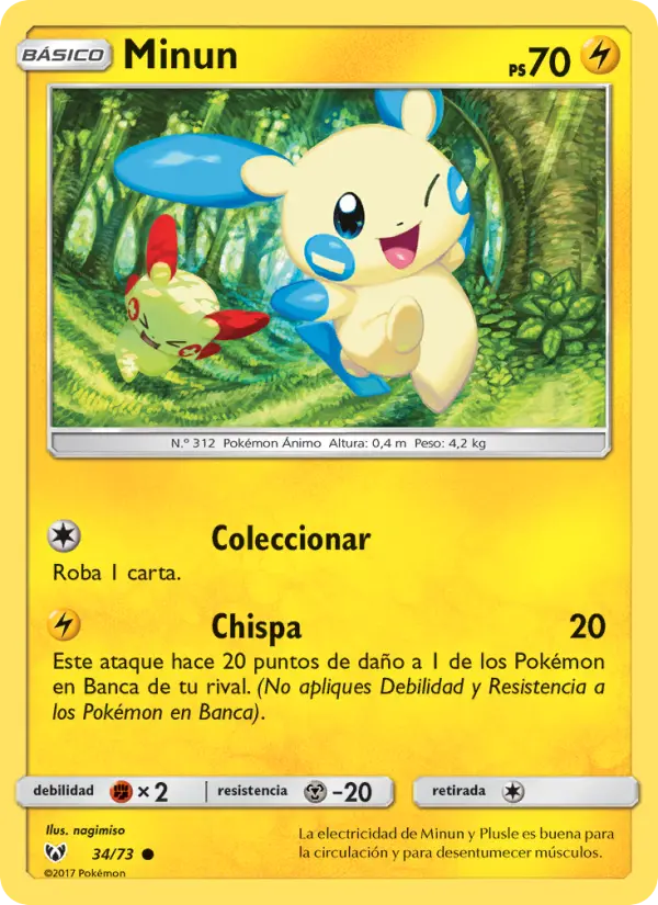 Minun Common Pokemon card #34 from Shining Legends