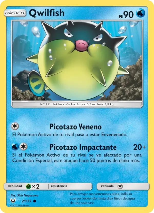 Qwilfish Common Pokemon card #21 from Shining Legends