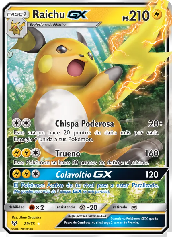 Raichu GX Ultra Rare Pokemon card #29 from Shining Legends