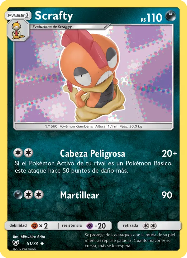 Scrafty Uncommon Pokemon card #51 from Shining Legends