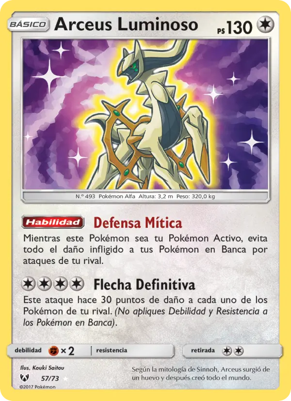 Shining Arceus Ultra Rare Pokemon card #57 from Shining Legends