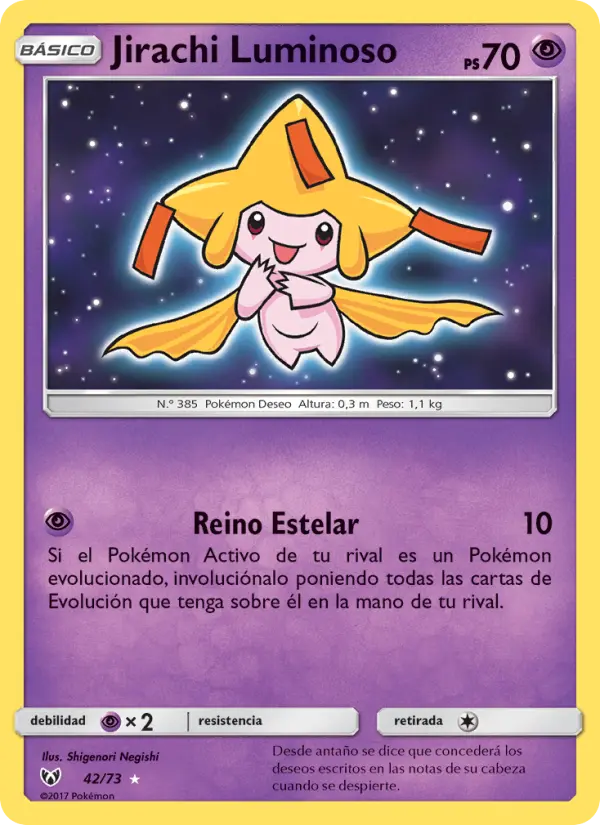 Shining Jirachi Ultra Rare Pokemon card #42 from Shining Legends