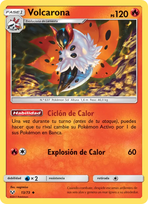 Volcarona Uncommon Pokemon card #13 from Shining Legends