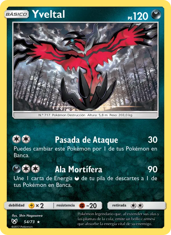 Yveltal Rare Pokemon card #54 from Shining Legends