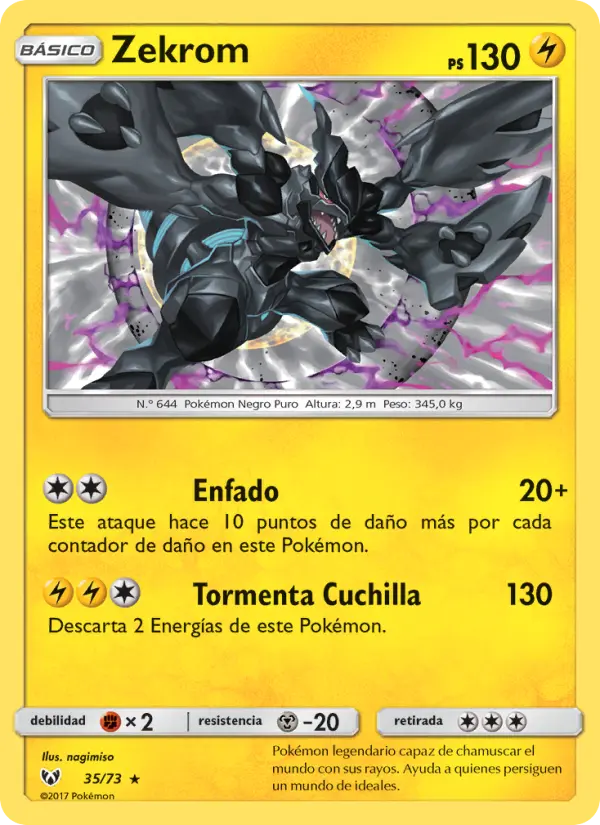 Zekrom Rare Pokemon card #35 from Shining Legends