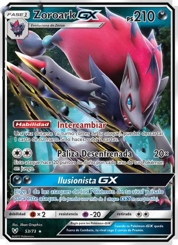 Zoroark GX Ultra Rare Pokemon card #53 from Shining Legends