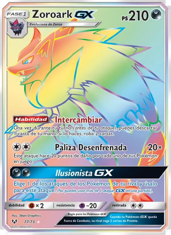 Zoroark GX Secret Rare Pokemon card #77 from Shining Legends