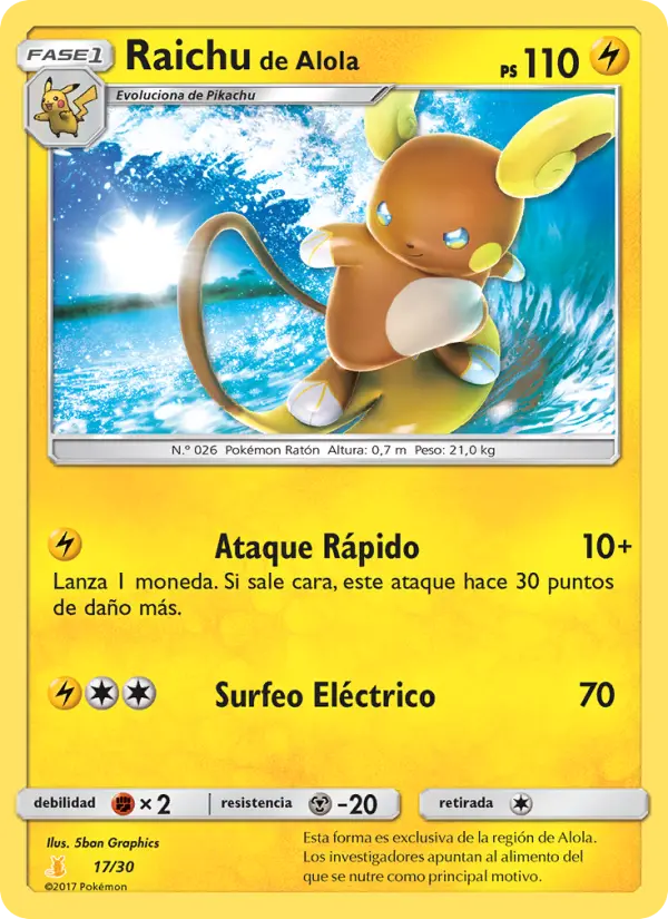 Alolan Raichu None Pokemon card #17 from SM trainer Kit (Alolan Raichu)