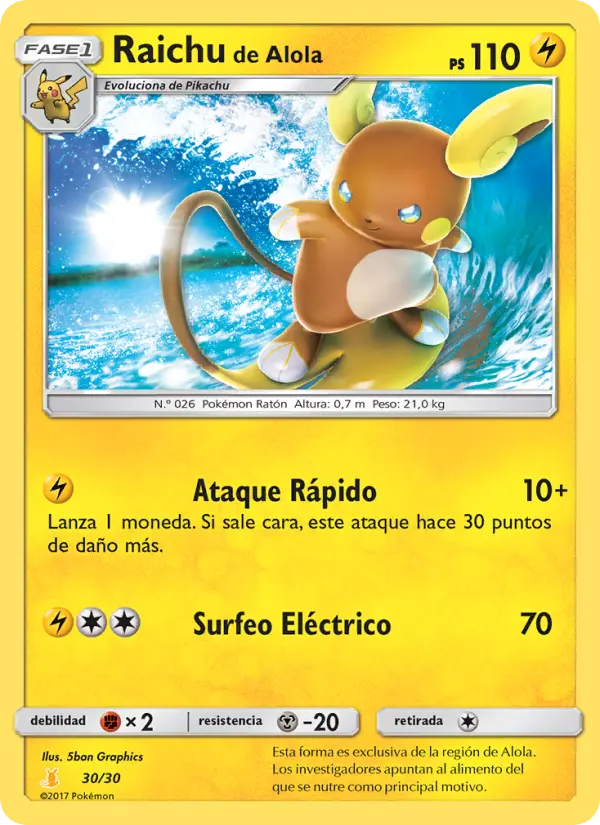 Alolan Raichu None Pokemon card #30 from SM trainer Kit (Alolan Raichu)