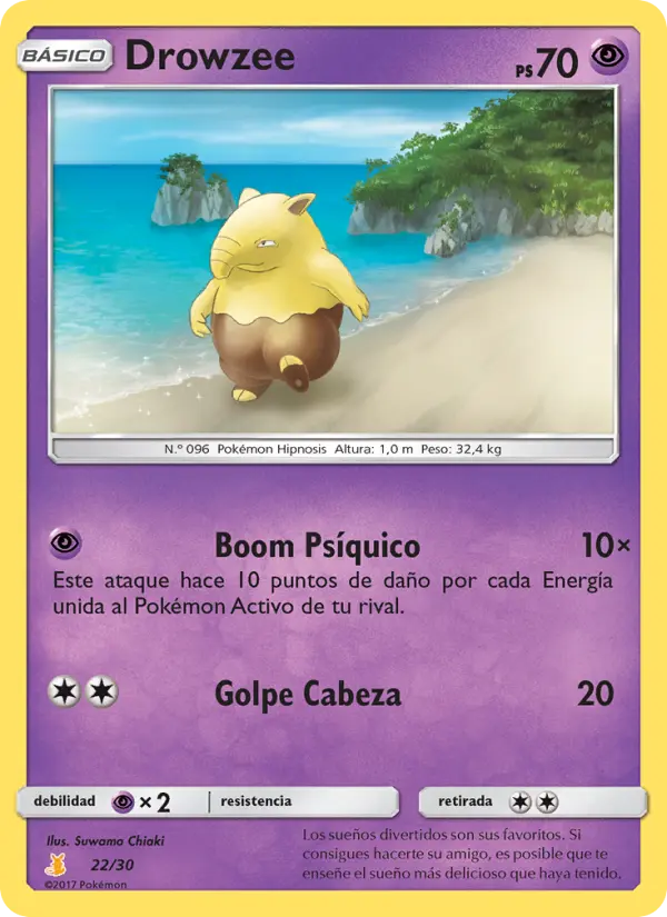 Drowzee Common Pokemon card #22 from SM trainer Kit (Alolan Raichu)
