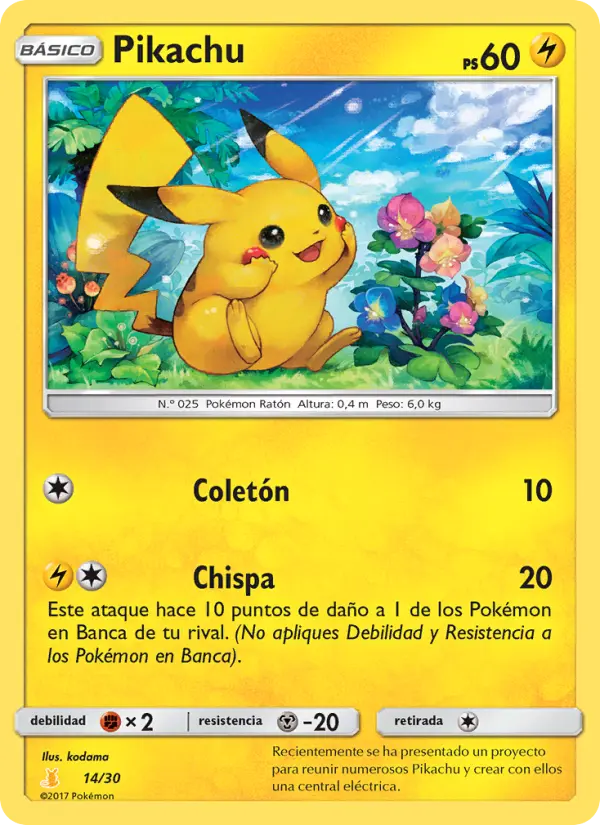 Pikachu None Pokemon card #14 from SM trainer Kit (Alolan Raichu)