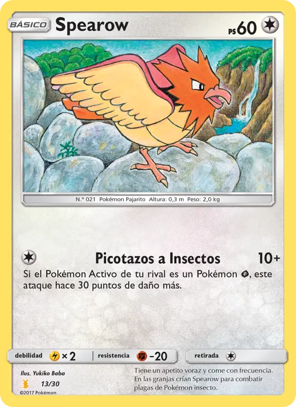 Spearow Common Pokemon card #13 from SM trainer Kit (Alolan Raichu)