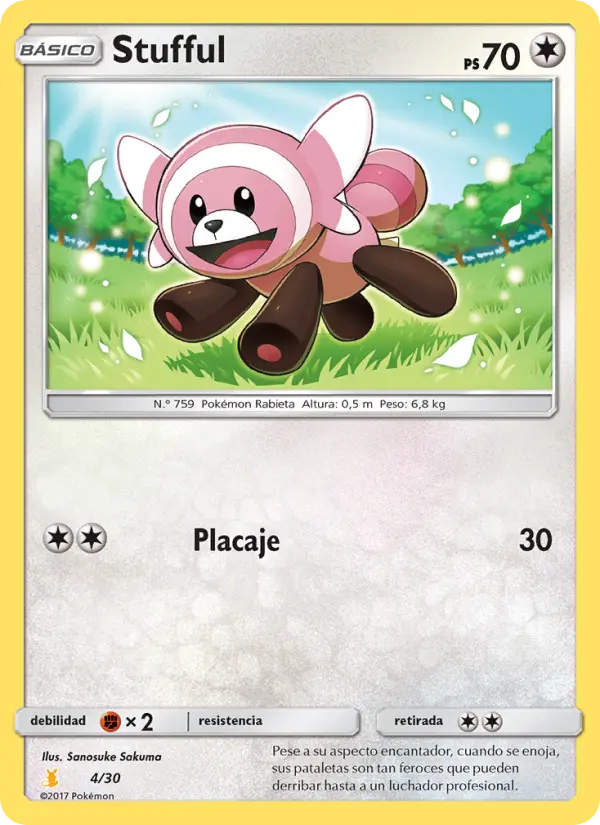 Stufful Common Pokemon card #4 from SM trainer Kit (Alolan Raichu)