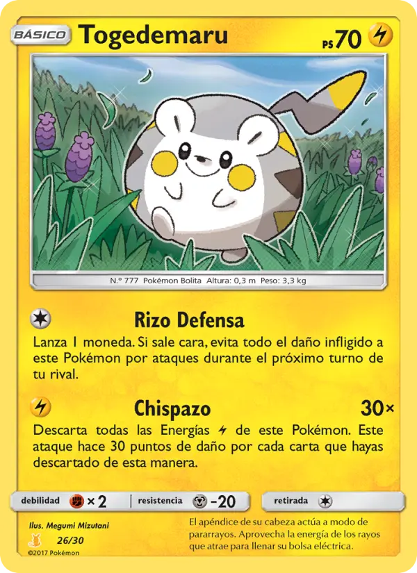 Togedemaru Common Pokemon card #26 from SM trainer Kit (Alolan Raichu)