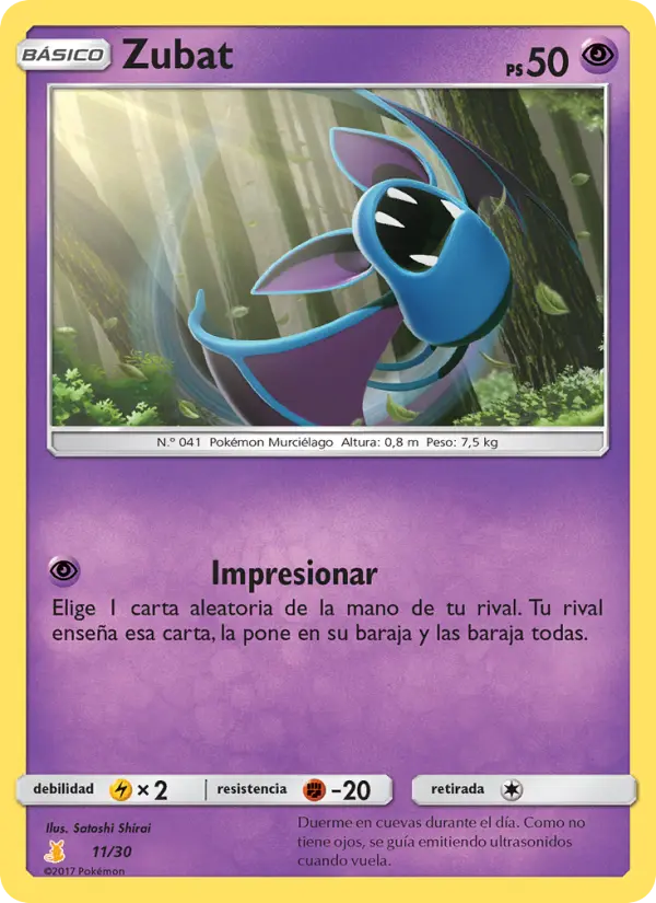 Zubat Common Pokemon card #11 from SM trainer Kit (Alolan Raichu)