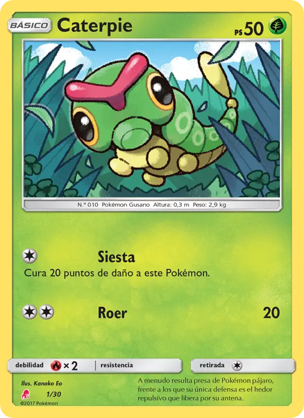 Caterpie Common Pokemon card #1 from SM trainer Kit (Lycanroc)