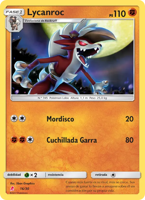 Lycanroc None Pokemon card #16 from SM trainer Kit (Lycanroc)