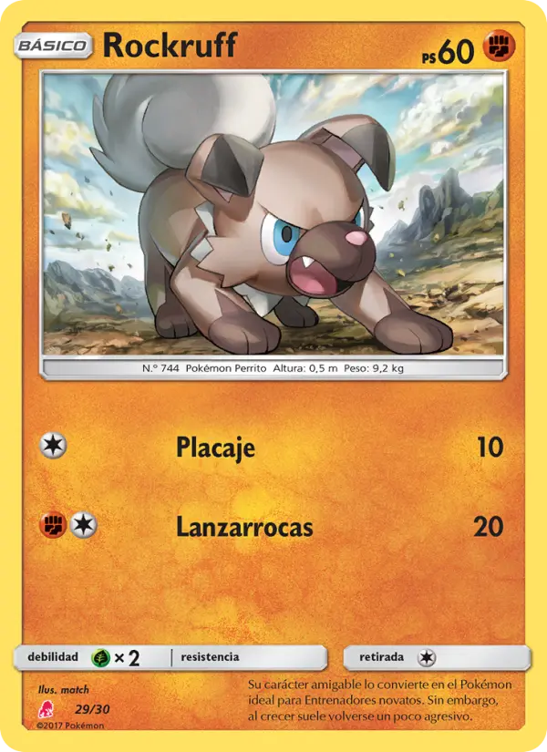 Rockruff Common Pokemon card #29 from SM trainer Kit (Lycanroc)