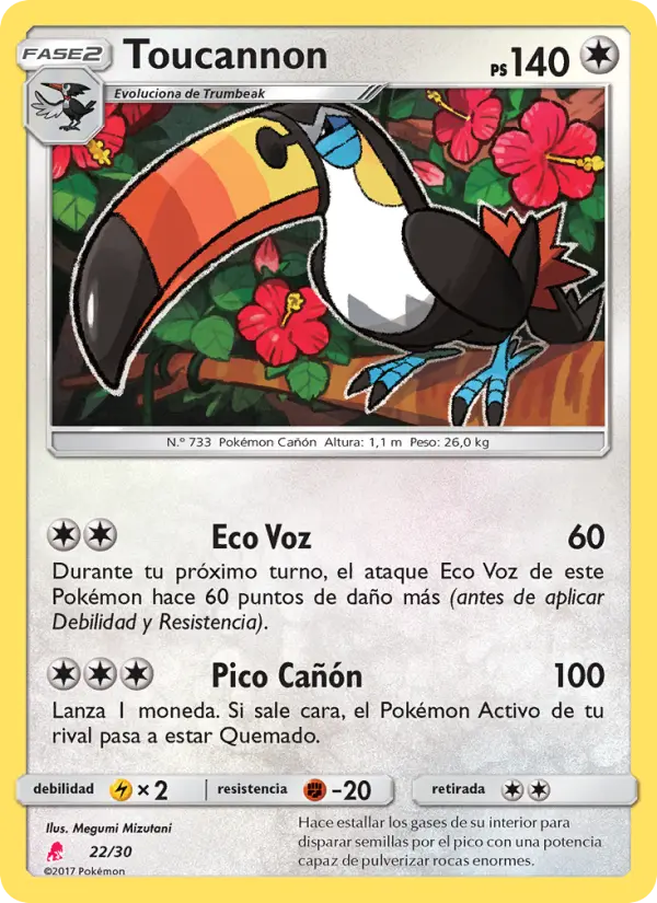 Toucannon Rare Pokemon card #22 from SM trainer Kit (Lycanroc)