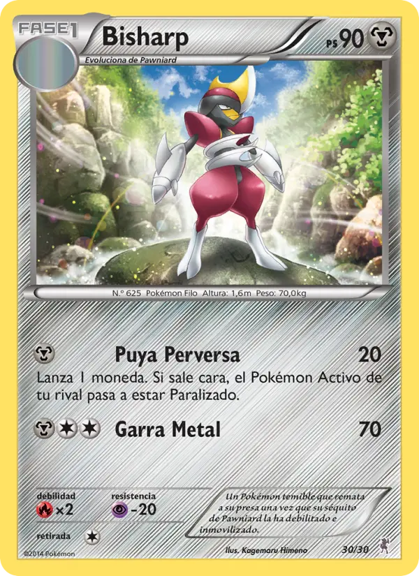 Bisharp Rare Pokemon card #30 from XY trainer Kit (Bisharp)