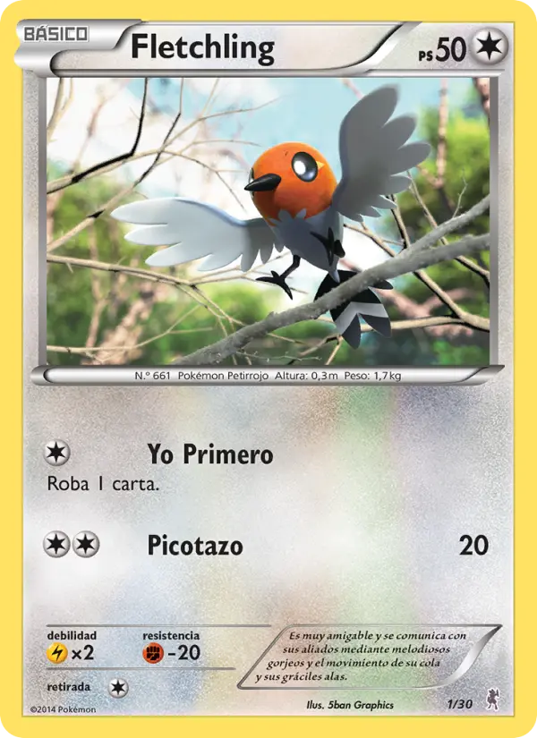 Fletchling Common Pokemon card #1 from XY trainer Kit (Bisharp)