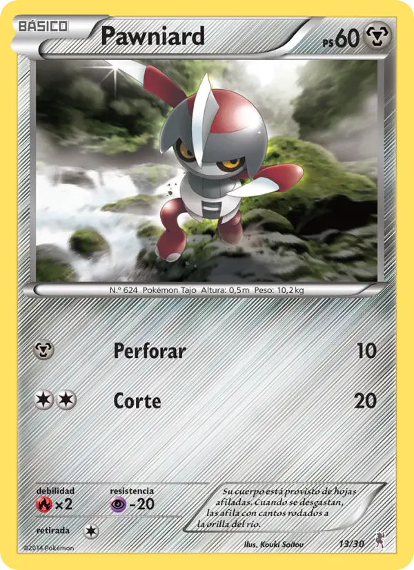 Pawniard Common Pokemon card #13 from XY trainer Kit (Bisharp)
