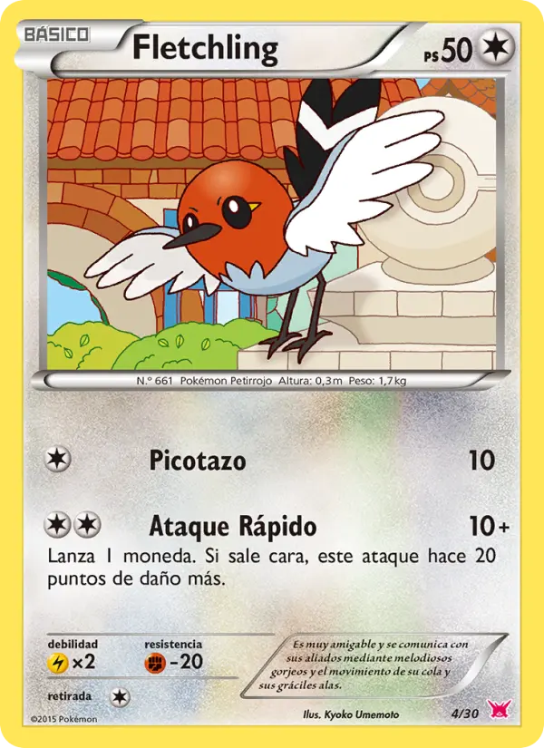 Fletchling None Pokemon card #4 from XY trainer Kit (Latias)