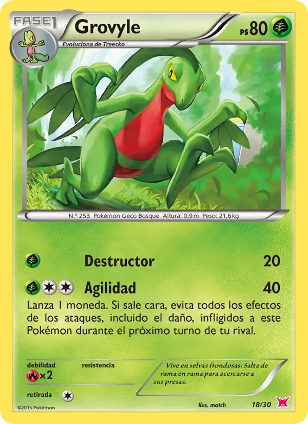 Grovyle Uncommon Pokemon card #18 from XY trainer Kit (Latias)
