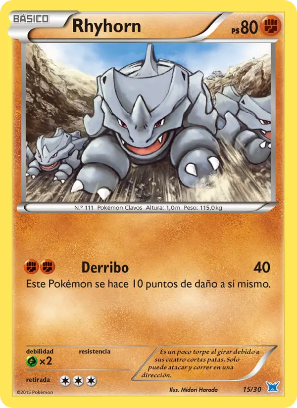 Rhyhorn Common Pokemon card #15 from XY trainer Kit (Latios)