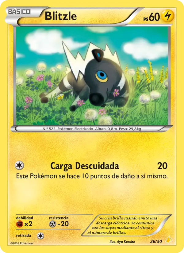 Blitzle Common Pokemon card #26 from XY trainer Kit (Pikachu Libre)