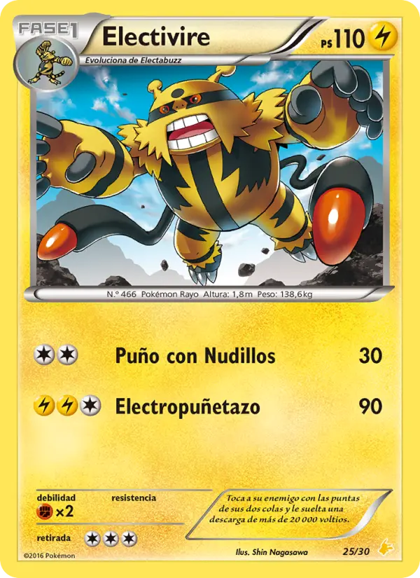 Electivire Uncommon Pokemon card #25 from XY trainer Kit (Pikachu Libre)