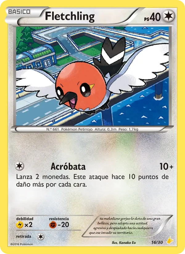 Fletchling None Pokemon card #16 from XY trainer Kit (Pikachu Libre)