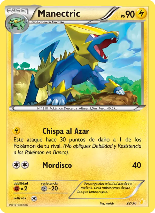 Manectric None Pokemon card #22 from XY trainer Kit (Pikachu Libre)