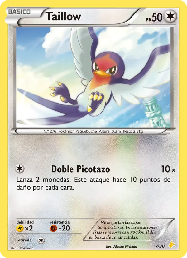 Taillow None Pokemon card #7 from XY trainer Kit (Pikachu Libre)