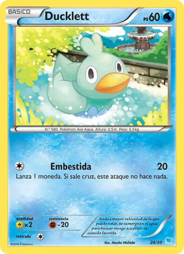 Ducklett Common Pokemon card #24 from XY trainer Kit (Suicune)