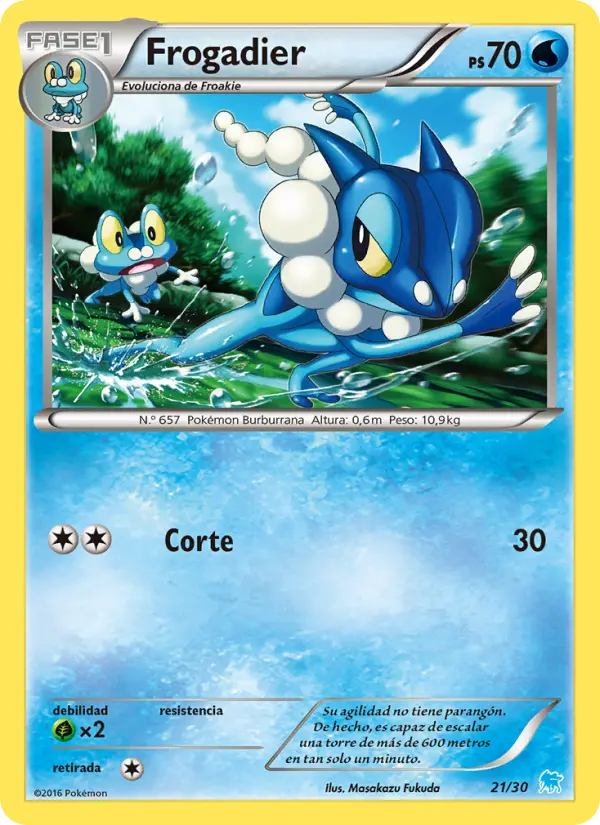 Frogadier Uncommon Pokemon card #21 from XY trainer Kit (Suicune)