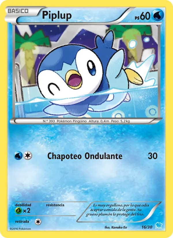 Piplup Common Pokemon card #16 from XY trainer Kit (Suicune)