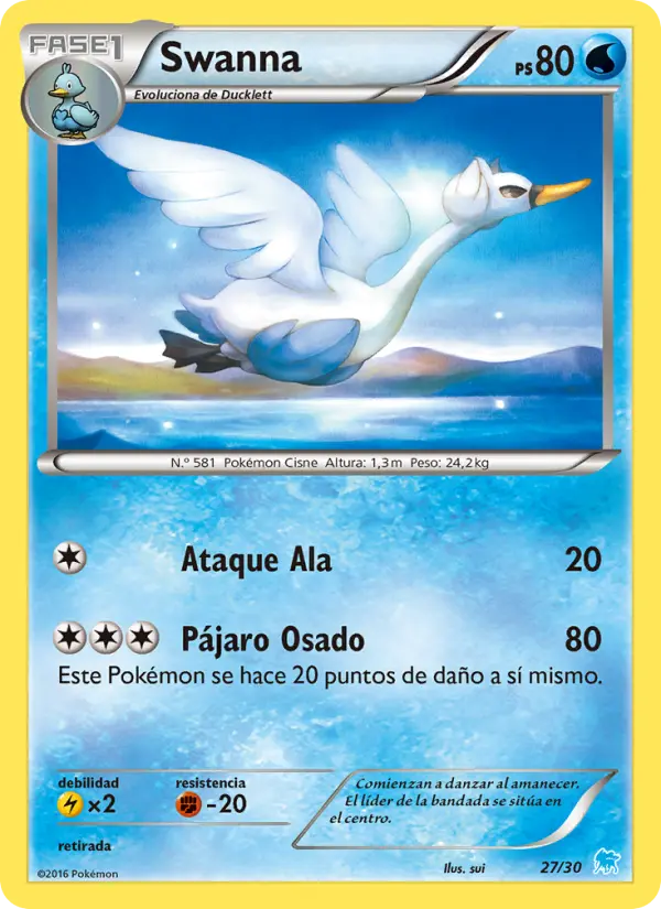 Swanna Uncommon Pokemon card #27 from XY trainer Kit (Suicune)