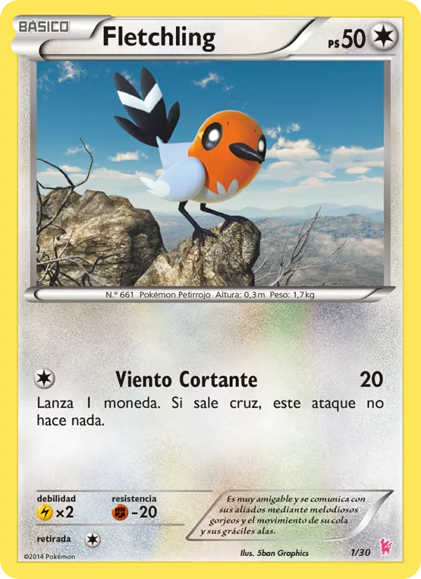 Fletchling Common Pokemon card #1 from XY trainer Kit (Sylveon)
