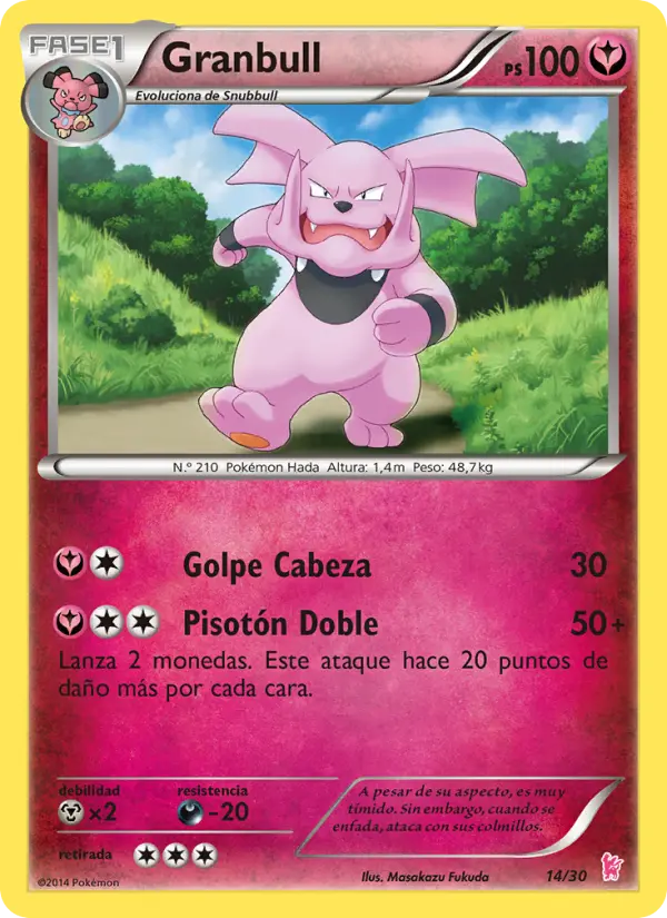 Granbull Common Pokemon card #14 from XY trainer Kit (Sylveon)