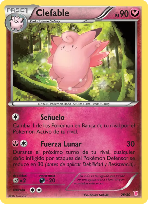 Clefable Uncommon Pokemon card #28 from XY trainer Kit (Wigglytuff)