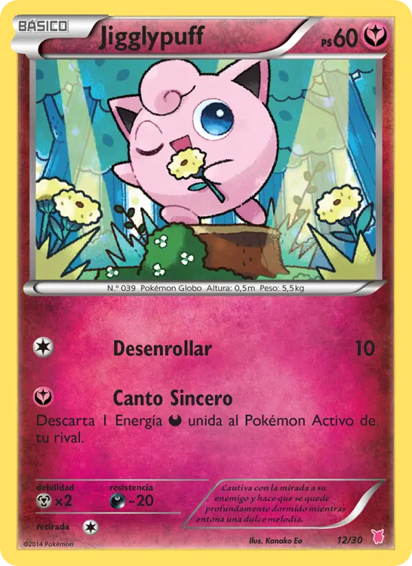 Jigglypuff Common Pokemon card #12 from XY trainer Kit (Wigglytuff)